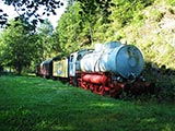 historischer Zug auf dem Bahnhof Lichtenberg der Hllenbahnstrecke Blankenstein - Bad Steben
