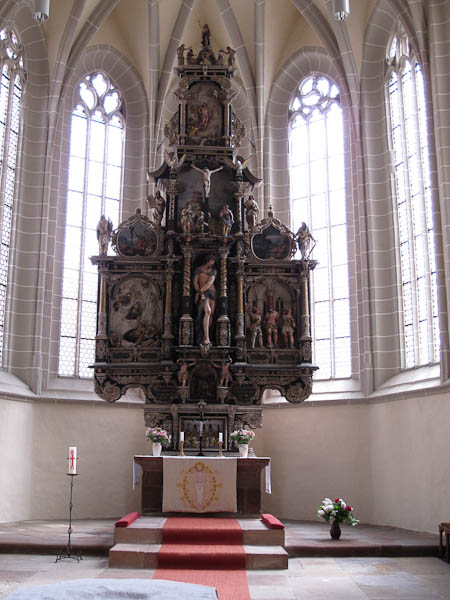 der Altar von 1663 von Valentin Otto und Johannes Richter stellt den 2. Artikel des Glaubensbekenntnisses dar (Erbs?nde des Menschen)