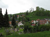 Blick von der Tautenburger Kirche ber den Ort zur Burg
