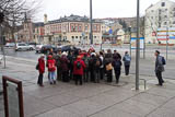 Einfhrung am Bahnhof Altenburg - 43 Wanderfreunde zusammen halten, erfordert pdagogische Kenntnisse!