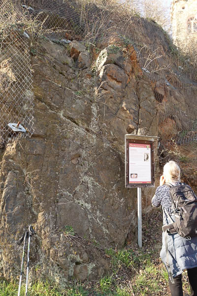 Schnell noch ein Abstecher an den Diabas-Felsen (vor 400 Mio Jahren entstanden) unter dem Schloß Ronneburg.