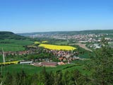 Blick vom Gleichberg über Kunitz nach Jena