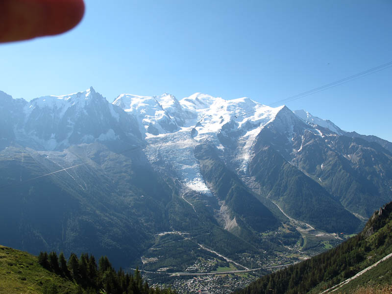Mont Blanc (4.810 m) vom Plan Praz (2.000 m) gegen?ber des Mont Blanc - im Tal Chamonix