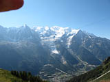 Mont Blanc (4.810 m) vom Plan Praz (2.000 m) gegenüber des Mont Blanc - im Tal Chamonix