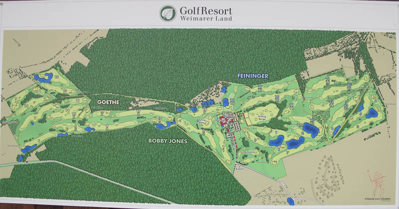 der Lageplan des Golf-Resorts zeigt die Einbettung in die Th?ringer Landschaft des Weimarer Landes